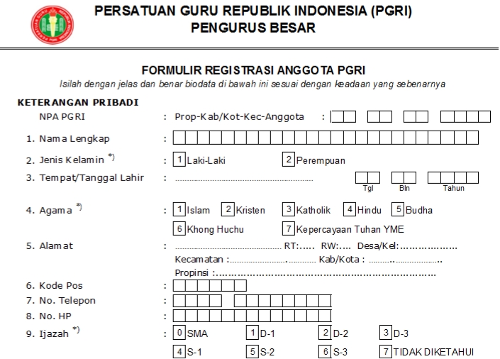 Pendaftaran PGRI Parigi Moutong - Persatuan Guru Republik Indonesia Cabang Parigi Moutong